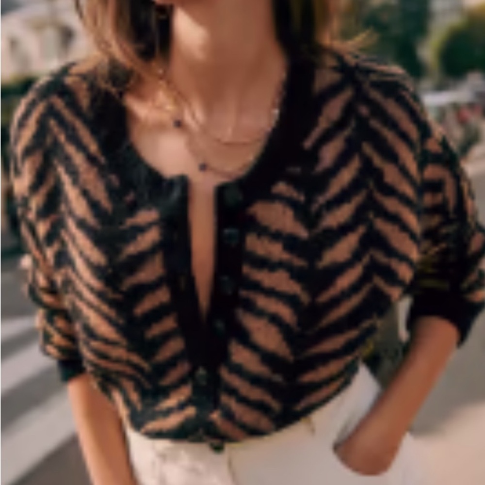 Sezane Charlize Jumper Jacquard Brun - Size S